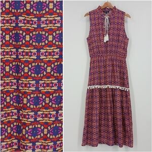 Magari Cotton Printed Pom Pom Maxi Dress